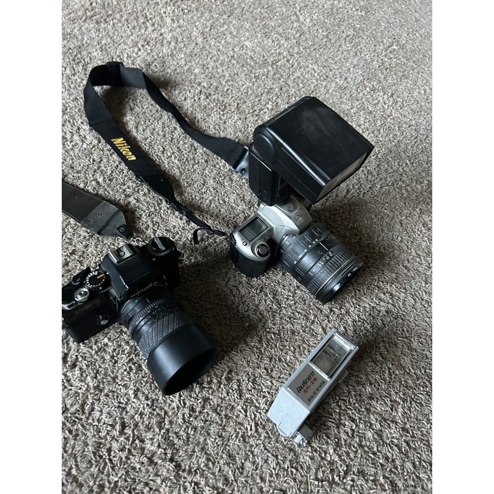 Minolta XE-7, Nikon N65, and  Polaroid Instant Film Camera Sun 660